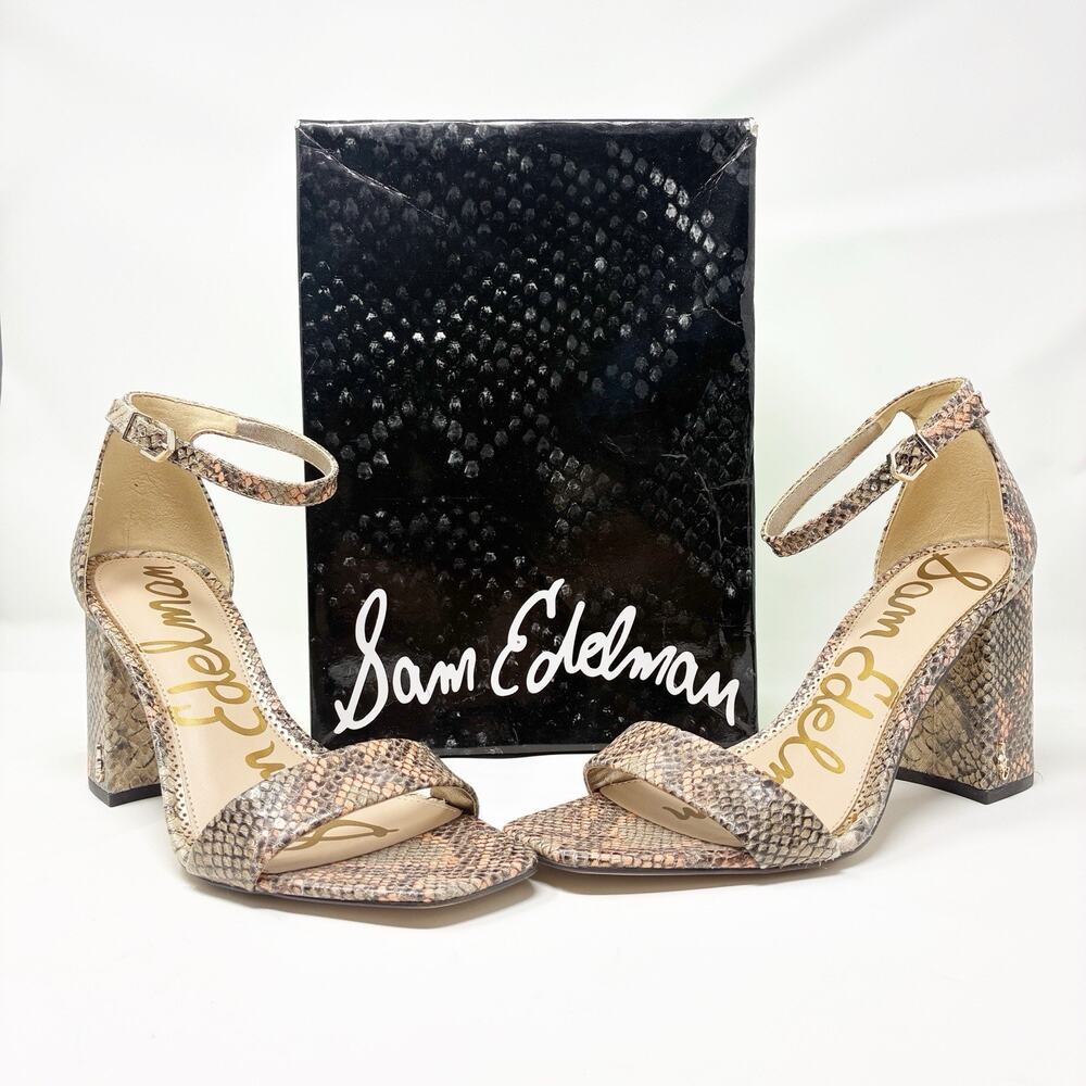 Sam Edelman Daniella Peach Snakeskin Block Heel Sandals 8.5 NIB